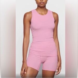 SKIMS Bubblegum Pink Cotton Ribbed Boxer Shorts Size Medium
